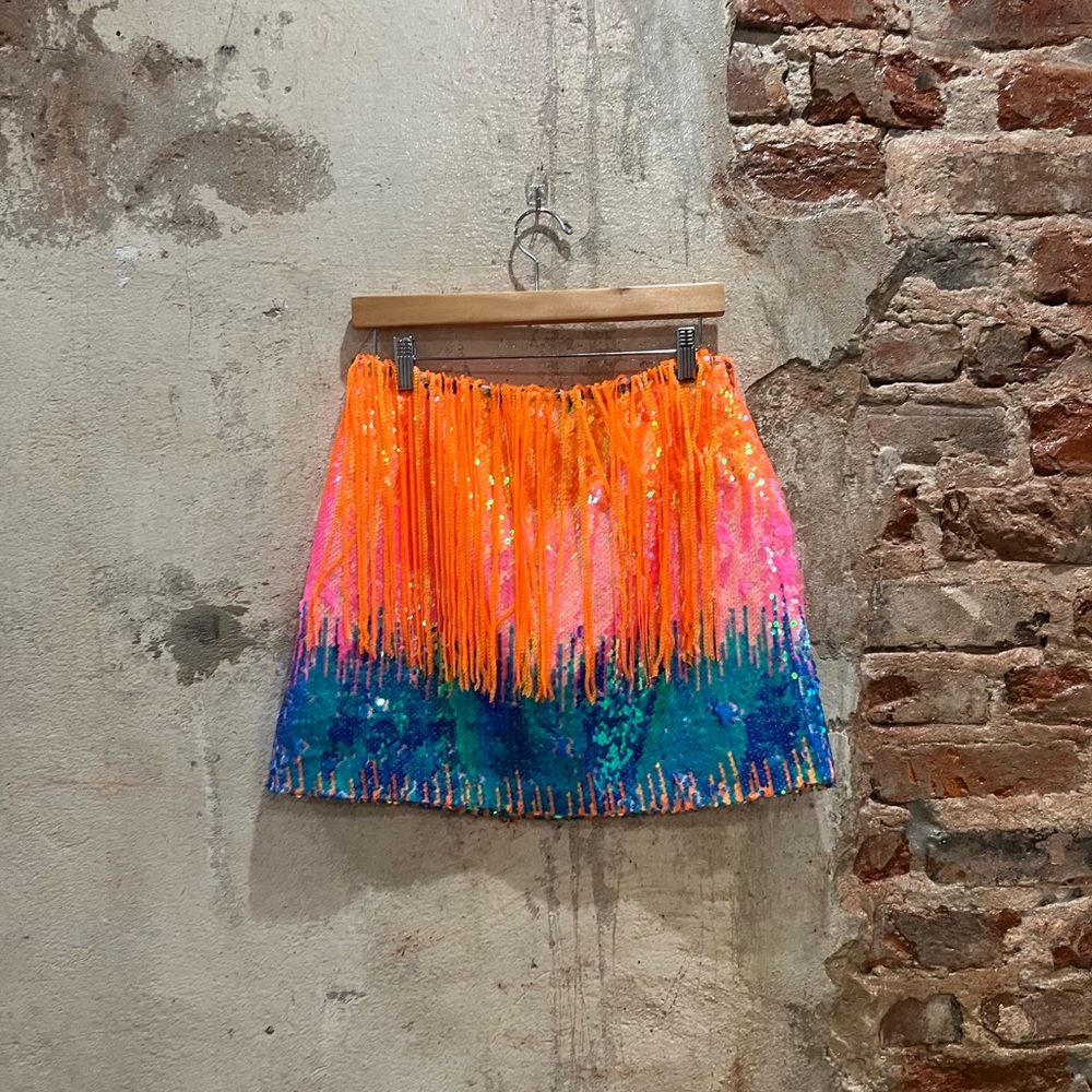 Nasty Gal Ombré Sequin Fringe Mini Skirt